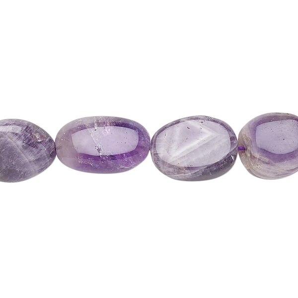 Bead, amethyst (natural), 11x8mm-15x10mm hand-cut flat oval, C+ grade, Mohs hardness 7. Sold per 13-inch strand. image number 0