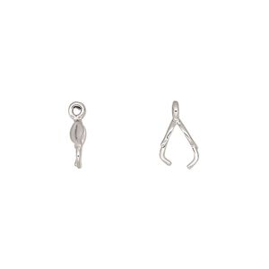 Bail, JBB Findings, ice-pick, antiqued sterling silver, 7x2mm leaf, 5mm grip length. Sold per pkg of 2.