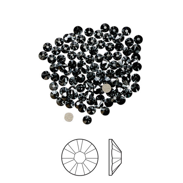 Flat back 144pk jet hematite foil back, Crystal Passions® 2.1-2.3mm rose round SS7 2058 image number 0