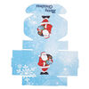 Box, paper, multicolored, 3x3x1-inch unassembled square with Santa Claus and snowflakes. Sold per pkg of 10. image number 2
