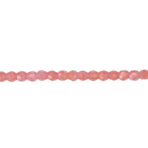 Bead, Czech fire-polished glass, opaque pink, 3mm round. Sold per 15-1/2" to 16" strand, approximately 130 beads.