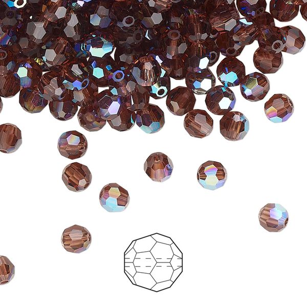 Bead 24pk light burgundy AB, Preciosa Czech crystal 4mm round image number 0
