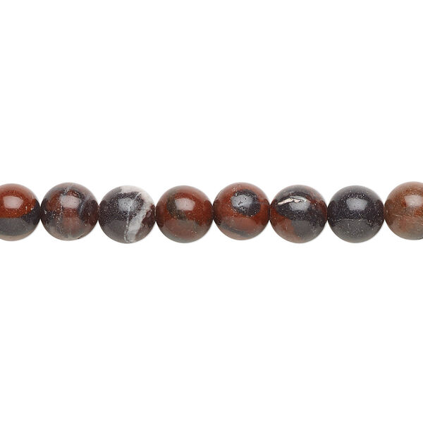 Bead, red picture jasper (natural), 6mm round, B grade, Mohs hardness 6-1/2 to 7. Sold per 15-1/2" to 16" strand. image number 0