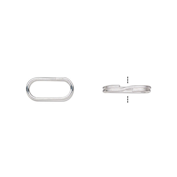 Split ring, silver-plated steel, 12x6mm oval with 10x4mm hole. Sold per pkg of 100. image number 0