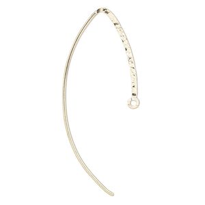 Ear wire 1pkg2 14Kt gold-filled, 25mm textured flat marquise / closed loop, 20 gauge 1 pair