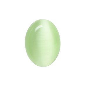 Cabochon, cat's eye glass (fiber optic glass), light green, 8x6mm calibrated oval, quality grade. Sold per pkg of 10.