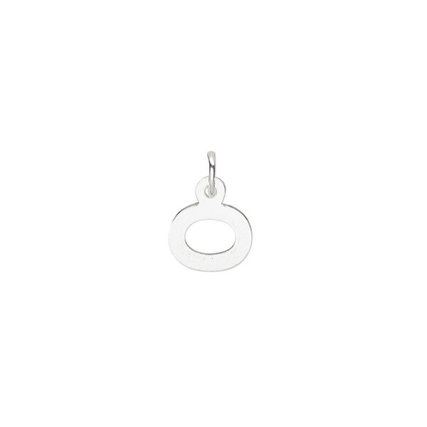 Charm, sterling silver, 8x7mm block alphabet letter "O." Sold individually. image number 0