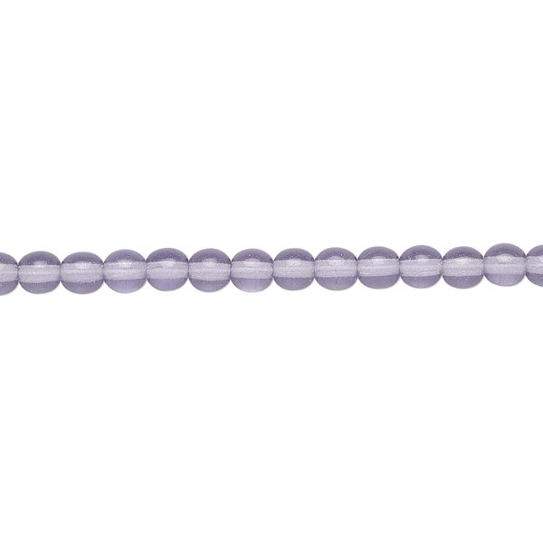 Bead, Czech glass druk, transparent lilac, 4mm round. Sold per 15-1/2" to 16" strand. image number 0