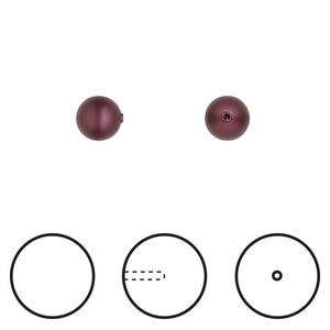 Pearl 1pkg4 elderberry, Crystal Passions® 6mm half-drilled round 5818