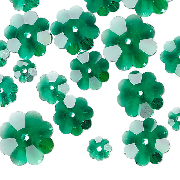 Margarita assortment 20pk emerald green, Celestial Crystal® 6-14mm flower bead image number 0