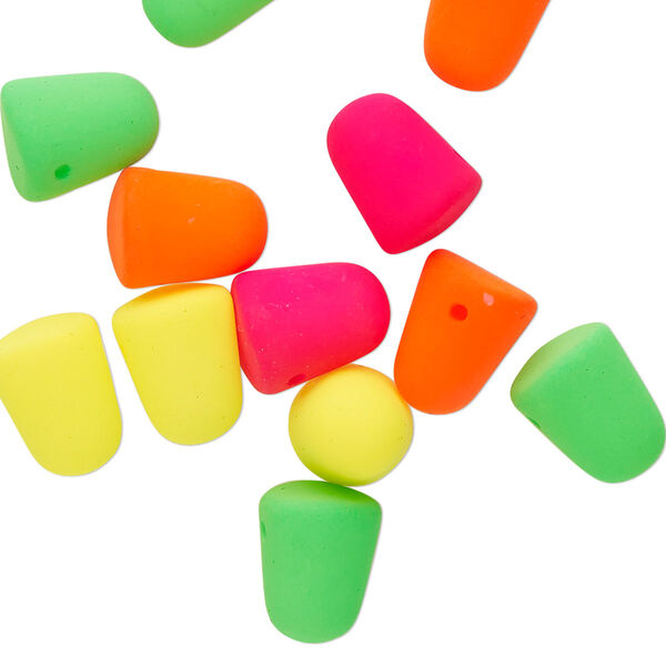 Bead mix, glass, opaque neon mixed colors, 10x8mm top-drilled drop. Sold per pkg of 12. image number 0