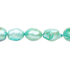 Freshwater pearl 1pkg1, rice, 15 inch light teal green 8-10mm cultured