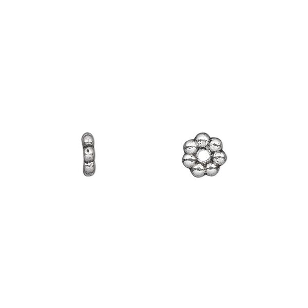 Bead, antique silver-plated "pewter" (zinc-based alloy), 6x2mm double-sided rondelle. Sold per pkg of 100. image number 0