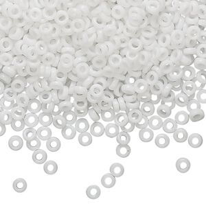 Seed bead, Miyuki, glass, pkg/50g, 3x1.3mm spacer rondelle, opaque white, (SPR3-402).