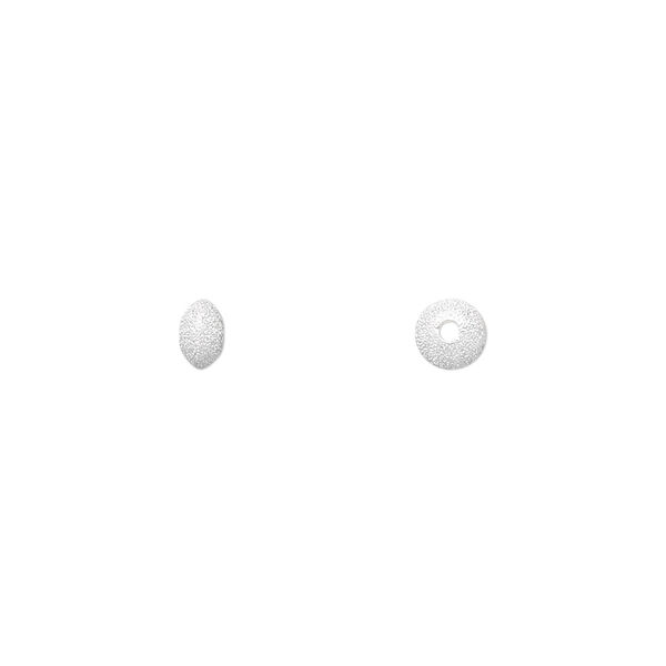 Bead, sterling silver, 5x3mm textured saucer. Sold per pkg of 4. image number 0