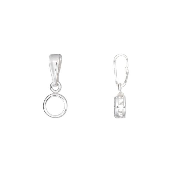Pendant, sterling silver, smooth round, 16x6mm, 5mm round setting. Sold individually. image number 0