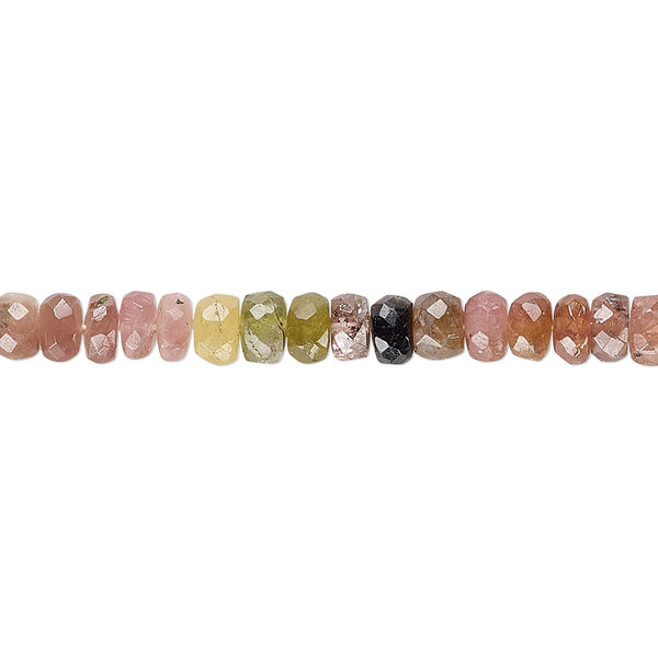 Multi-tourmaline 1pkg1, hand-cut faceted rondelle bead natural 15.5-16 inch 4x2mm-5x3mm image number 0