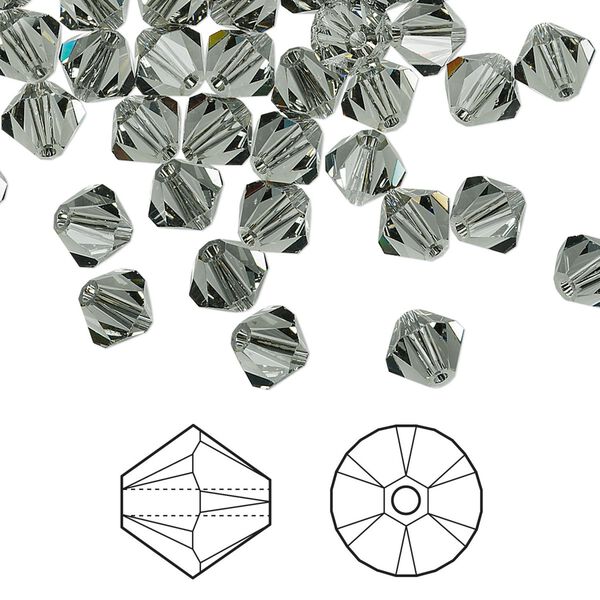 Bead 144pk black diamond, Crystal Passions® 6mm bicone 5328 image number 0