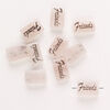 Rose quartz / enamel 1pkg10, "Friends" flat rectangle bead 13x8mm image number 1