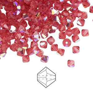 Bead 144pk Indian pink AB, Preciosa Czech crystal 4mm bicone