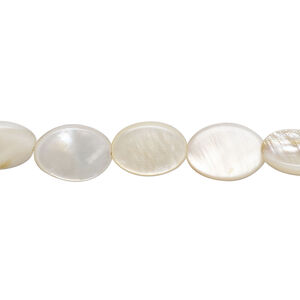 Mother-of-pearl shell 1pkg1, puffed oval bead 15 inch 11x8mm-12x9mm