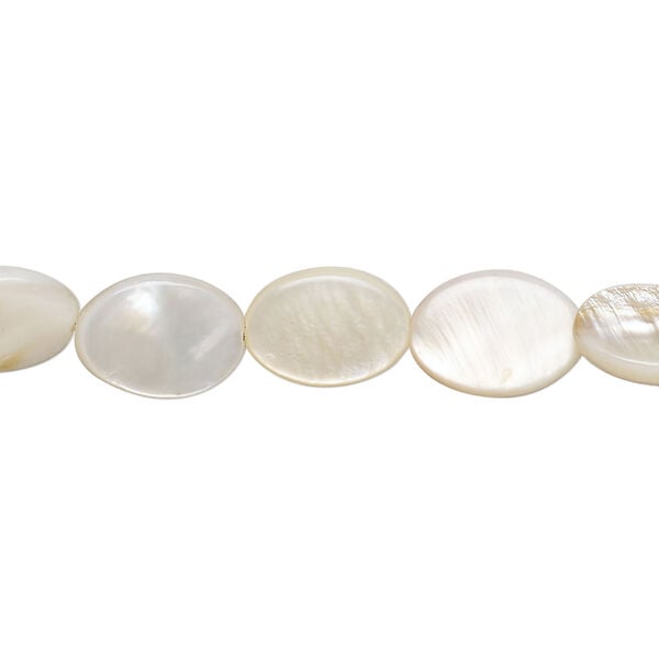 Mother-of-pearl shell 1pkg1, puffed oval bead 15 inch 11x8mm-12x9mm image number 0