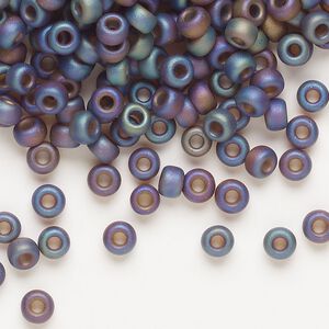 Seed bead, Miyuki, glass, pkg/250g, #6 rocaille, translucent matte rainbow root beer (RR-135FR).