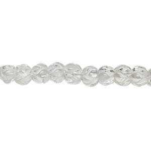 Quartz crystal 1pkg1, hand-cut carved flower bead natural 15.5-16 inch 6mm