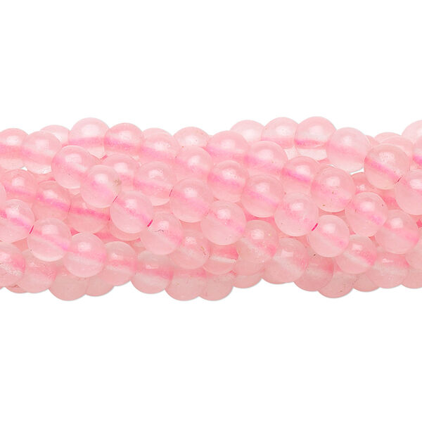 Bead, rose quartz (dyed), 4mm round, C grade, Mohs hardness 7. Sold per pkg of (10) 15-1/2" to 16" strands. image number 0
