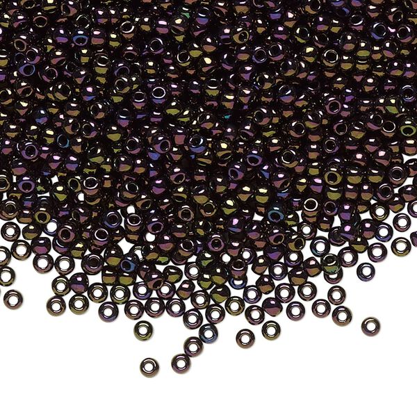 Seed bead, TOHO BEADS®, glass, pkg/50g, #11 round, opaque metallic iris purple (TR-11-85). image number 0