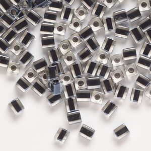 Seed bead, Miyuki, glass, pkg/250g, 3.5-3.7mm square, transparent black inside dyed color clear (SB-1106).