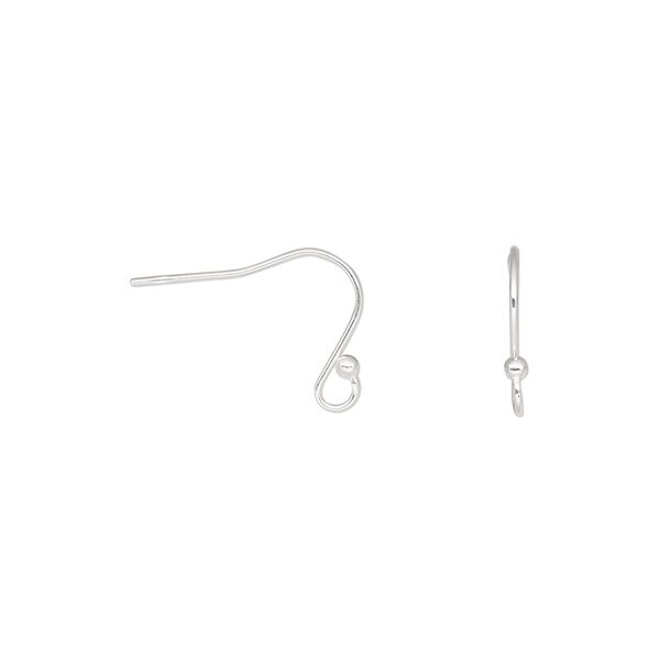 Ear wire fishhook 1pkg1000 sterling silver, 9mm lightweight / 1.5mm ball / open loop, 22 gauge 500 pair image number 0