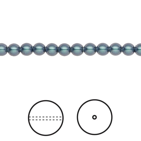 Pearl 100pk iridescent Tahitian look, Crystal Passions® 4mm round 5810 image number 0