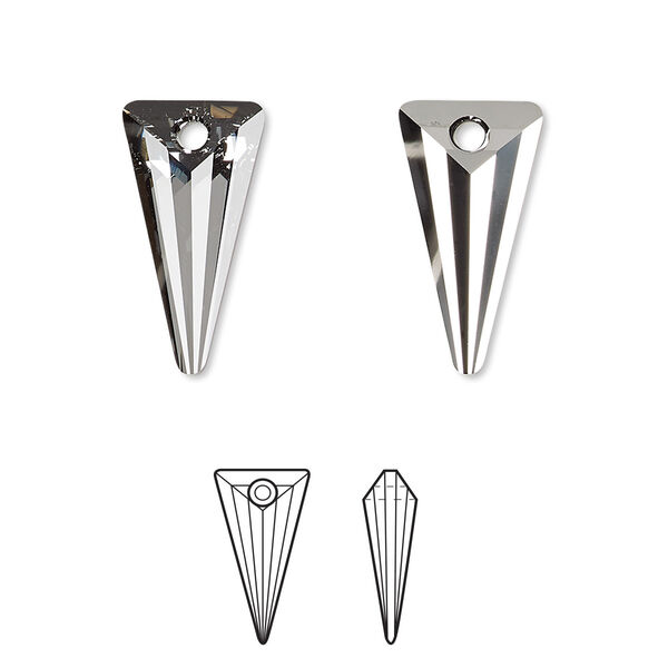 Drop 1pk crystal silver night, Crystal Passions® 18x10mm pendant spike 6480 image number 0