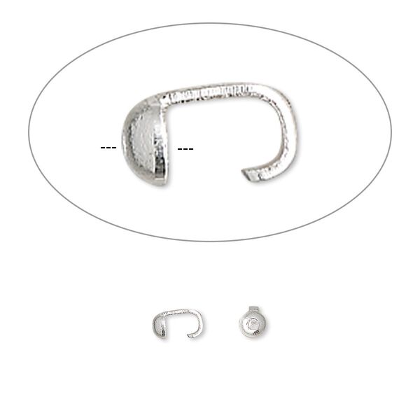 Bead tip, silver-plated brass, 5x3mm with open loop. Sold per pkg of 100. image number 0