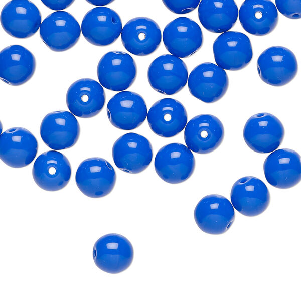 Bead, Czech glass druk, opaque blue, 6mm round. Sold per 15-1/2" to 16" strand. image number 0
