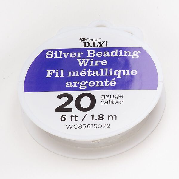Wire, copper, pkg/6 feet, round, silver finish, 20 gauge. image number 0