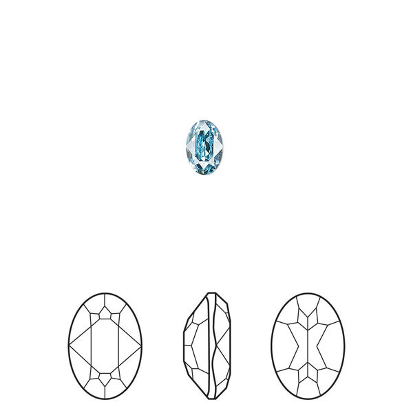 Fancy stone 4pk aquamarine foil back, Crystal Passions® 6x4mm oval 4120 image number 0