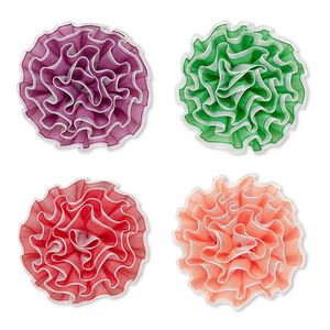 Embellishment, polyester chiffon and felt, assorted bright colors, 4-inch flower. Sold per pkg of 4.