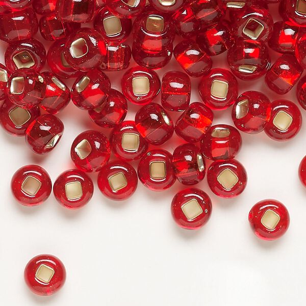 Seed bead, Preciosa Ornela, glass, transparent silver-lined red, #2 rocaille with square hole. Sold per 500-gram pkg. image number 0