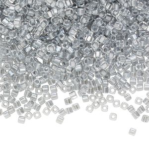 Seed bead, Miyuki, glass, pkg/250g, 1.8mm square, translucent grey inside dyed color clear, (SB-242).