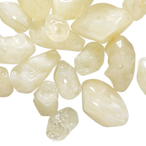 Bead, vintage German acrylic, pale yellow, small to extra-large textured chip. Sold per 1-ounce pkg, approximately 45-55 beads.