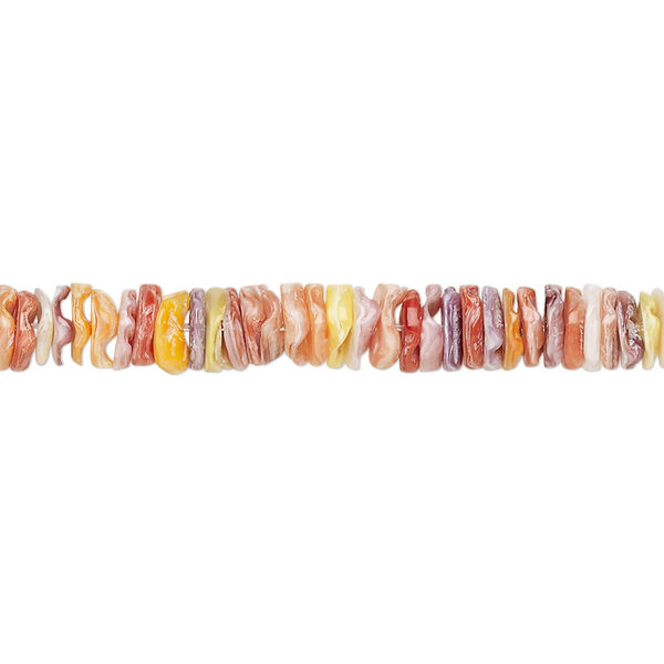 Bead, sea scallop shell (natural), 6x1mm-6x2mm hand-cut heishi, Mohs hardness 3-1/2. Sold per 15-1/2" to 16" strand. image number 0