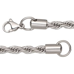 Chain 1pkg1 French rope, 4.9mm / lobster claw clasp, stainless steel 24 inch