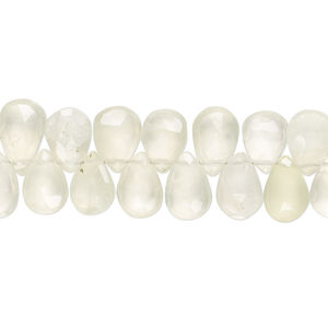 Prehnite 1pkg1, hand-cut top-drilled faceted teardrop bead natural 7.5 inch 8x6mm-9x7mm