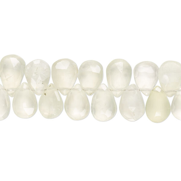 Bead, prehnite (natural), 8x6mm-9x7mm hand-cut top-drilled faceted teardrop with 0.4-1.4mm hole, C grade, Mohs hardness 6 to 6-1/2. Sold per 7-1/2 inch strand. image number 0