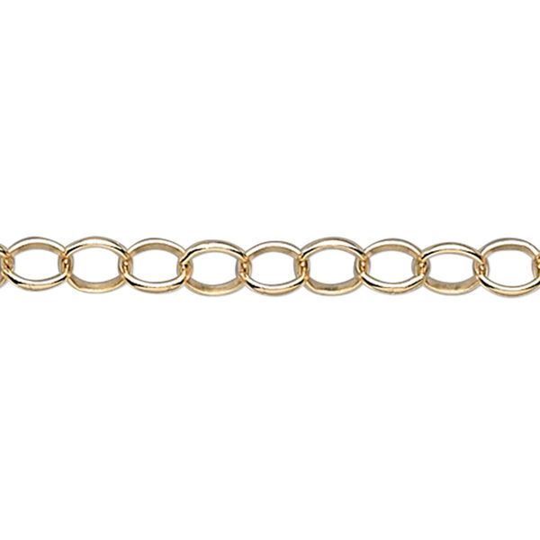 Chain, 14Kt gold-filled, 2.5mm rolo. Sold per pkg of 5 feet. image number 0