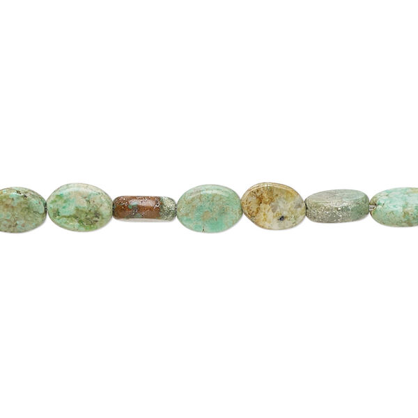 Turquoise 1pkg1, flat oval bead C- grade, 15 inch 6x5mm-7x6mm image number 0