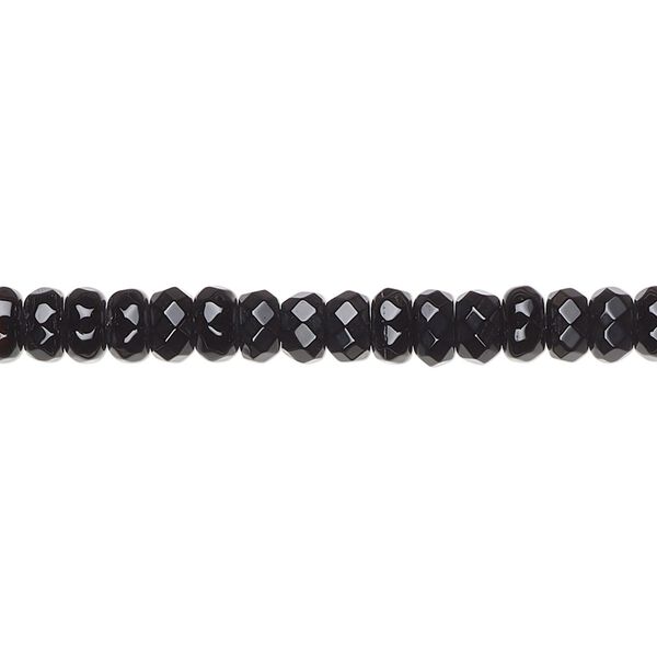 Black onyx 1pkg1, faceted rondelle bead 15.5-16 inch 5x3mm image number 0