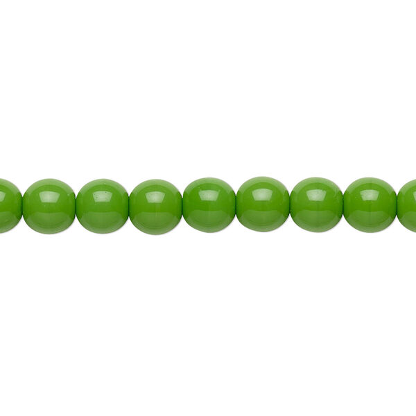 Bead, Preciosa, Czech glass druk, opaque candy green, 6mm round. Sold per 15-1/2" to 16" strand. image number 0